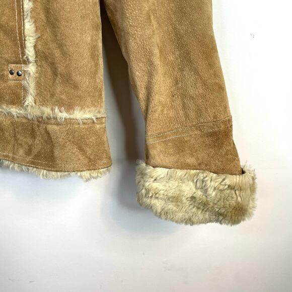 Wilsons Leather Suede Faux Shearling Fur Moto Jacket Boho Penny Lane Womens XL - Picture 5 of 17